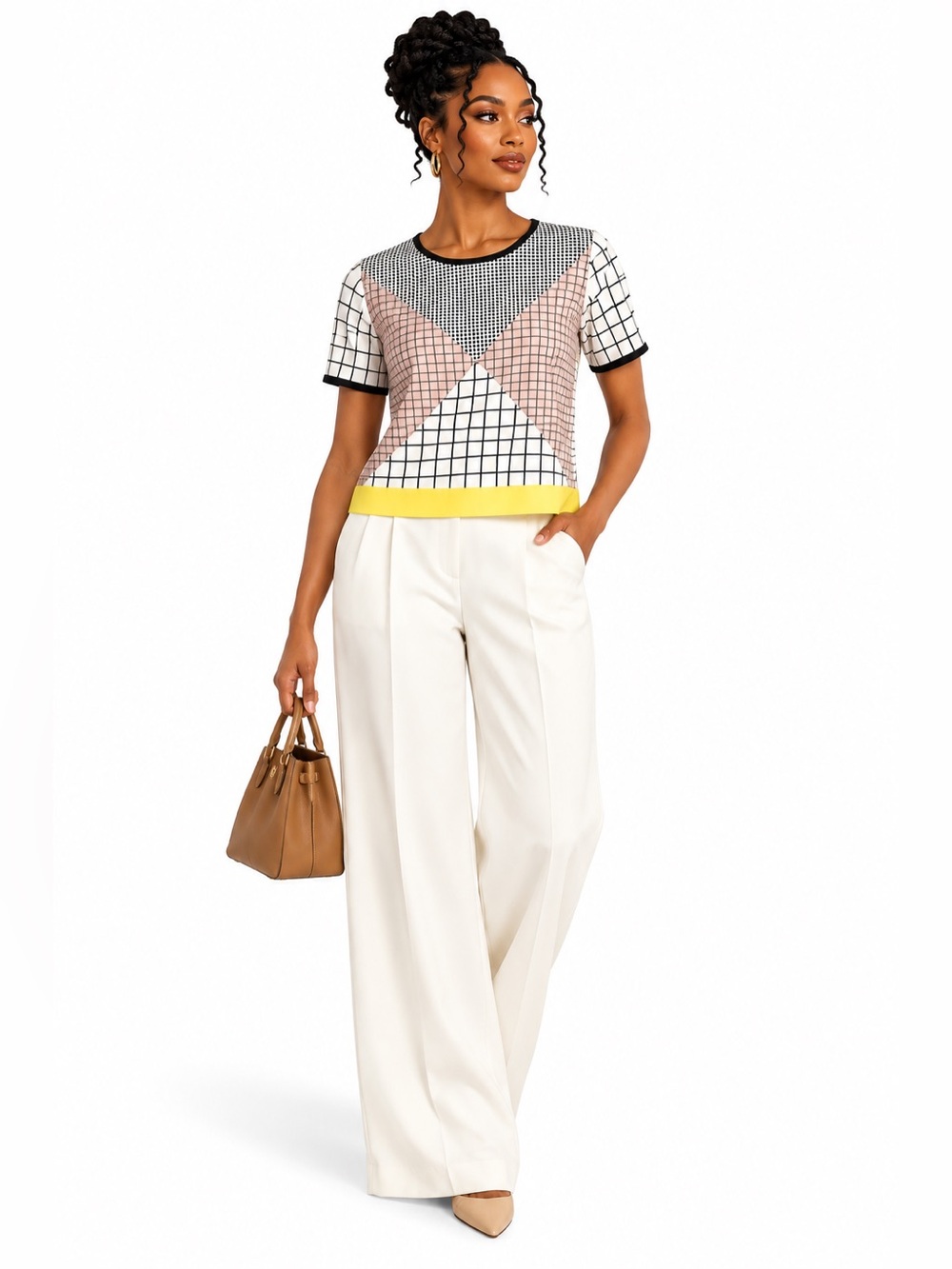 Philosophy Chic Geometric Print Short Sleeve Blouse – Size Small EUC